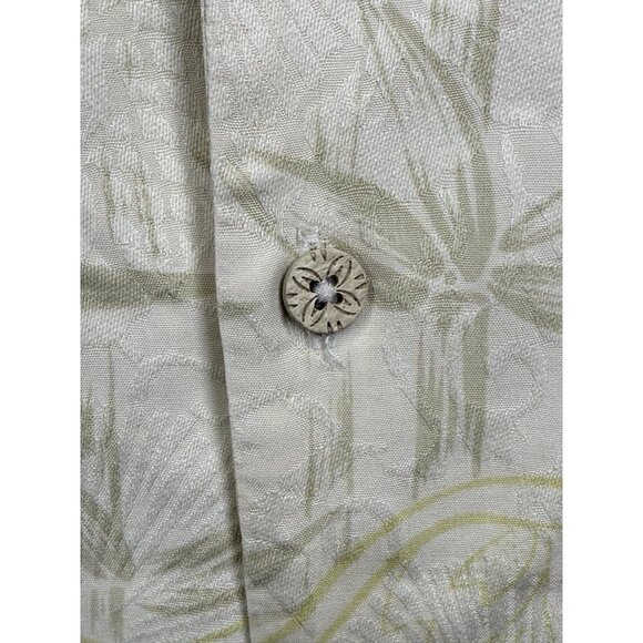 Tommy Bahama Men's Large Silk Beige Short Sleeve Button Up Shirt Floral - Picture 2 of 9